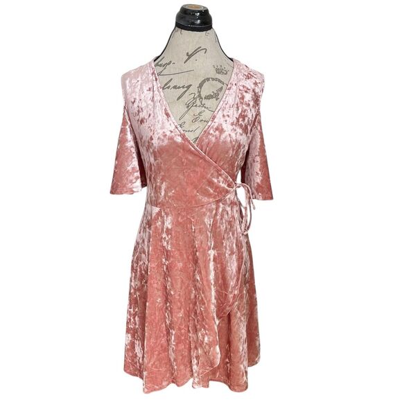 Miami Wrap Dress Small Off Shoulder Velvet Romantic Y2K 90s Festival Party - Picture 2 of 15